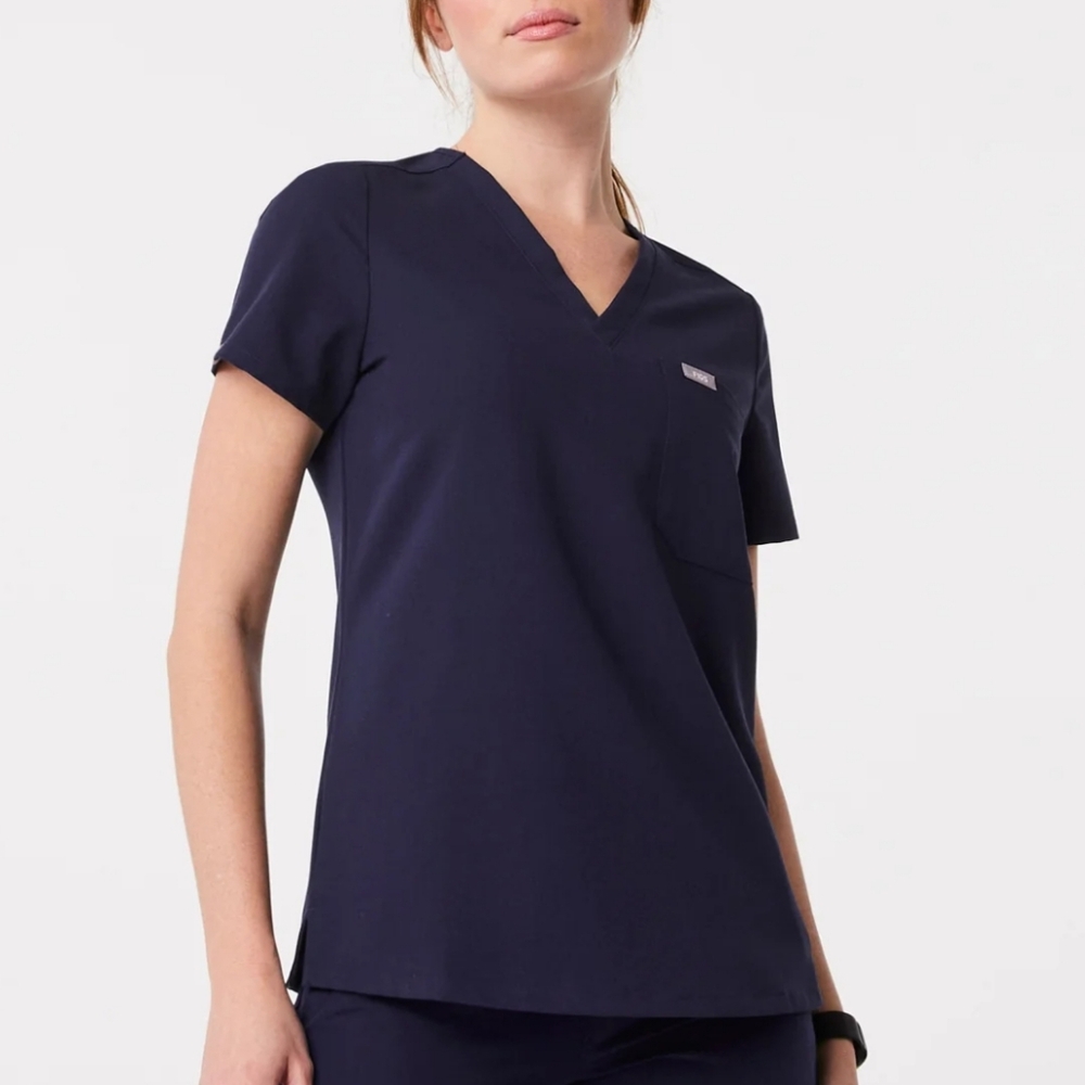 Figs Catarina One-Pocket Scrub Top Navy Blue Large